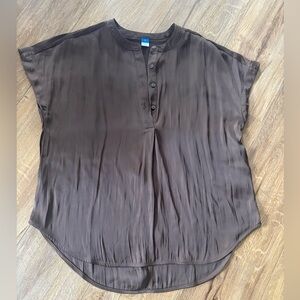 Dolman sleeve satin popover shirt